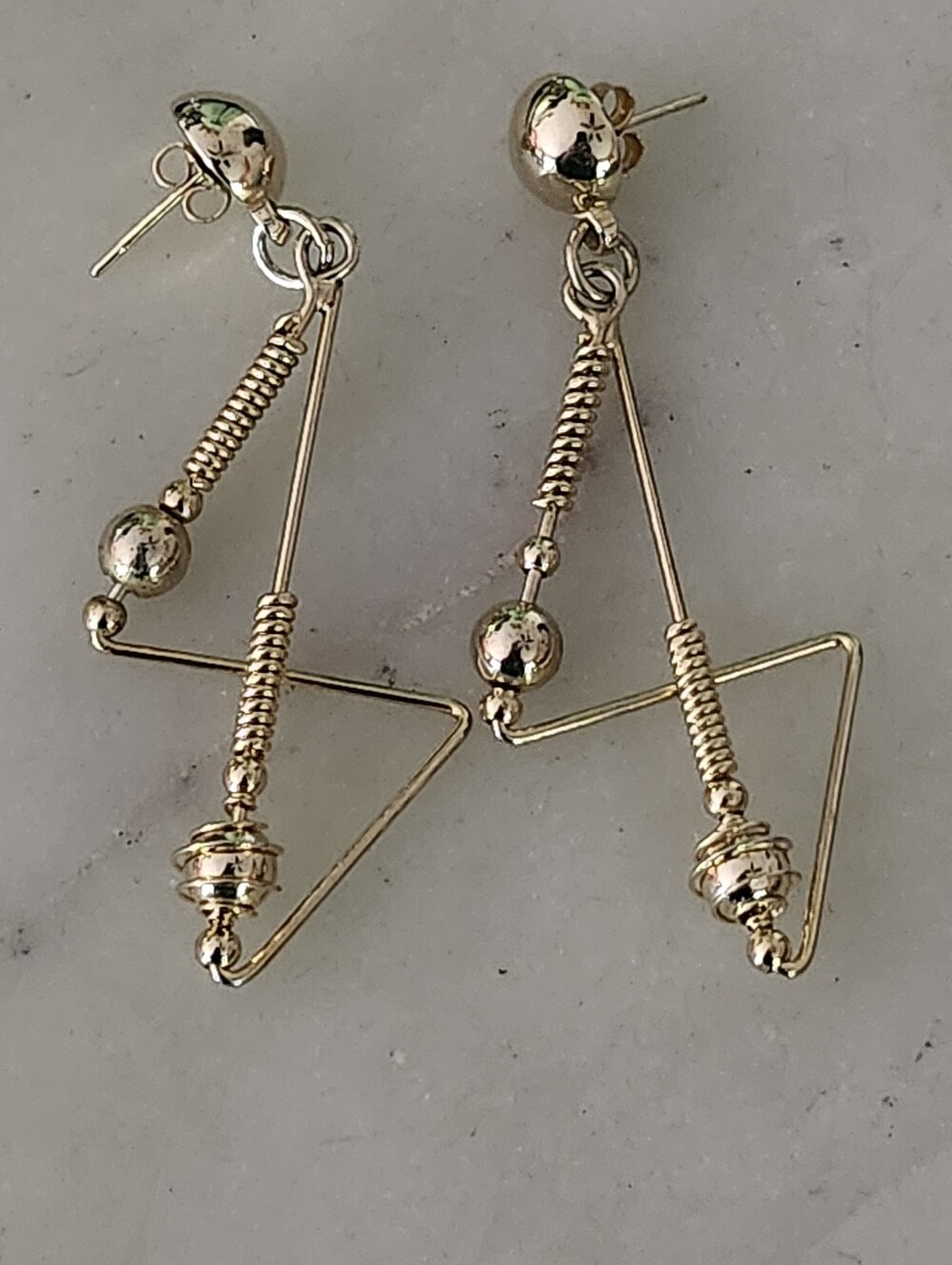 Fun Gold Tone Geometric Drop Earrings